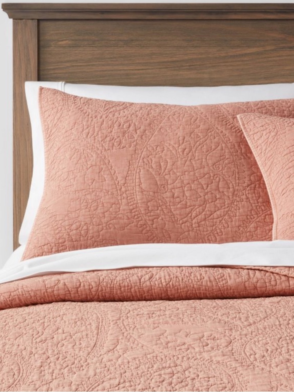 NEW Threshold Terracotta Garment Washed Paisley Stitch Quilt Sham, Standard
